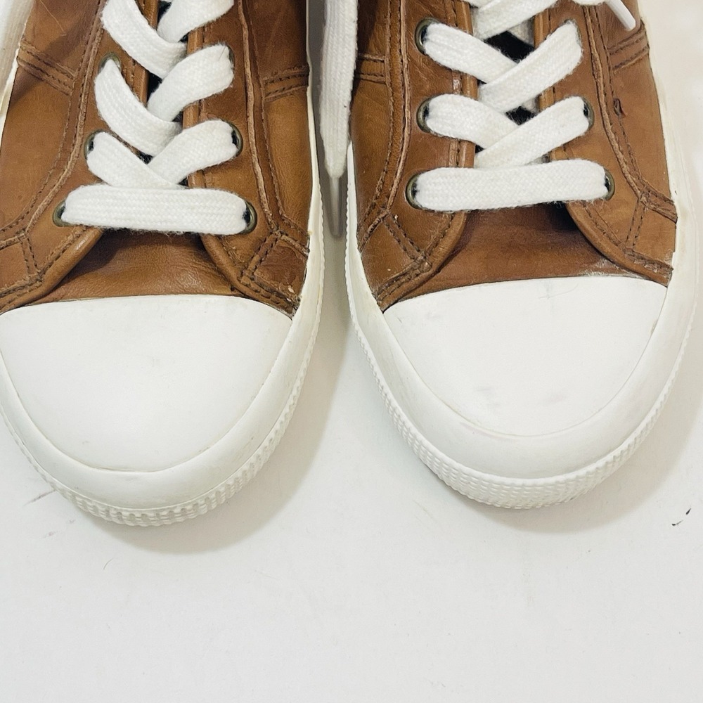 Ralph Lauren Women's Brown Tan High Top Lace Up Leather Sneakers High Tops Sz 6B - Picture 3 of 9